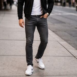 7 For All Mankind Slimmy Jeans | Grey Cotton Blend Slim Fit Designer Denim Mens